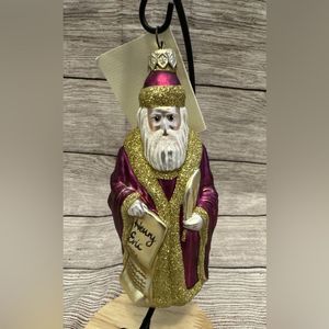 Patricia Breen 1997 Making His List Fuchsia #9633 Blown Glass Christmas Ornament